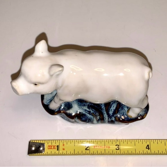 Vintage Adorable Chinese White Glaze Ceramic Pig Figurine 4” Length - Picture 9 of 10